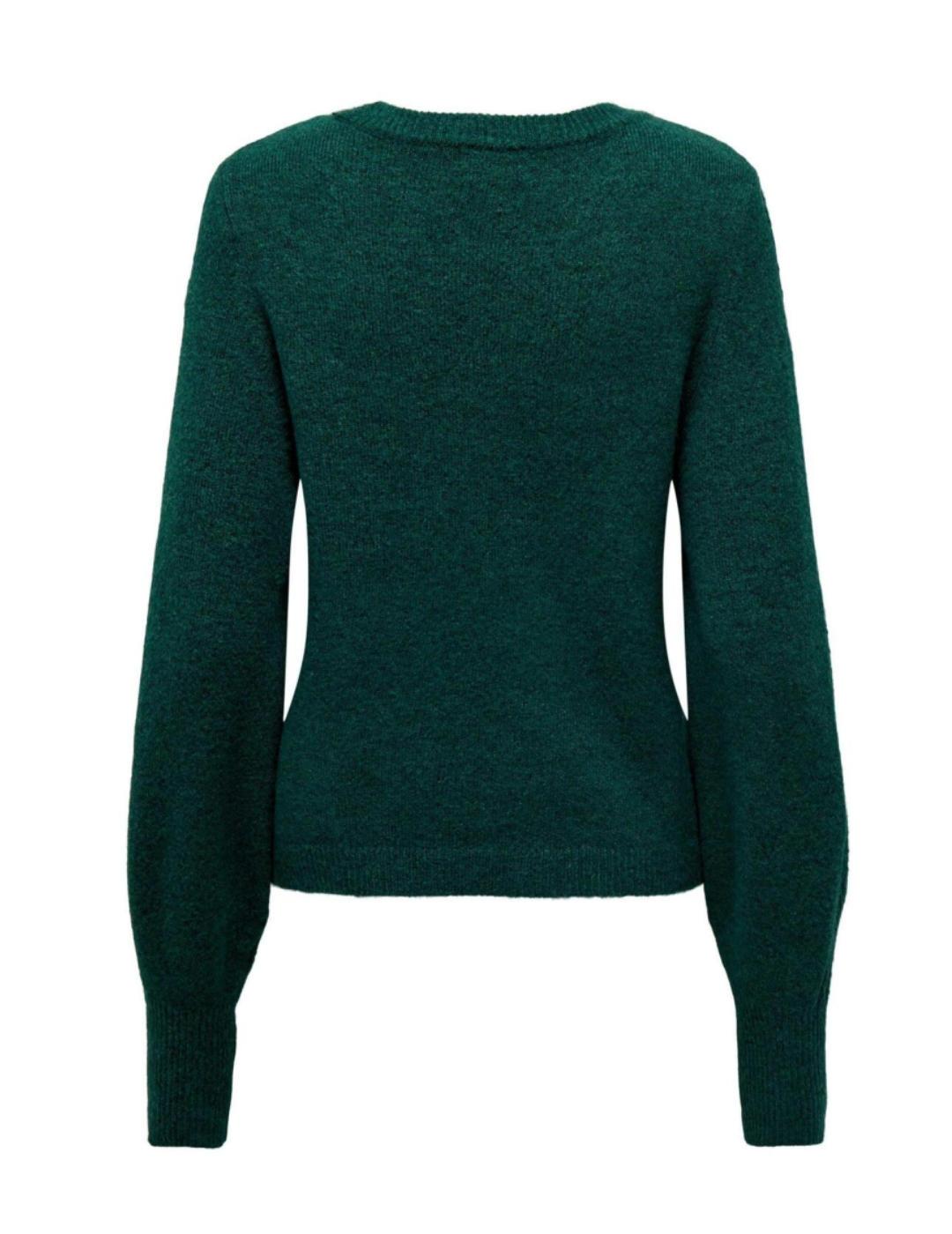 Jersey Only Silly verde de punto cuello redondo para mujer