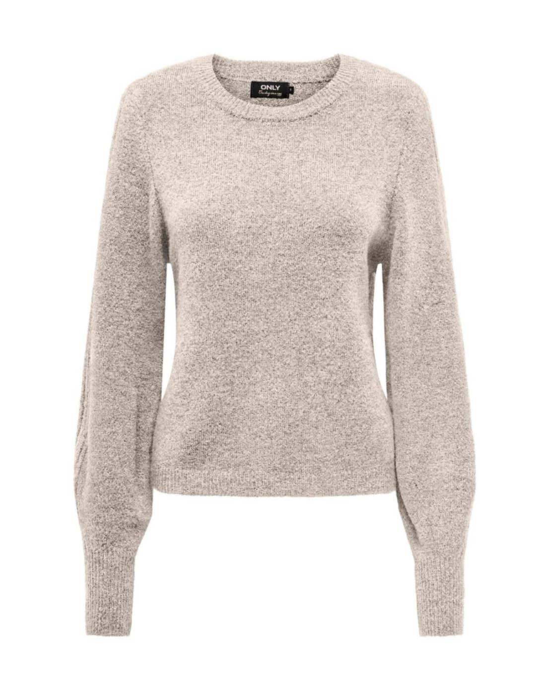 Jersey Only Silly beige de punto cuello redondo para mujer