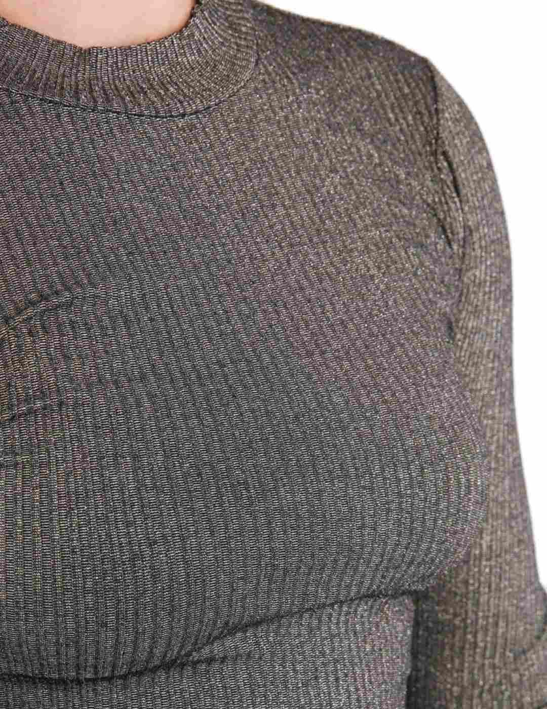 Jersey Only Eva color plateado y negro ajustado para mujer