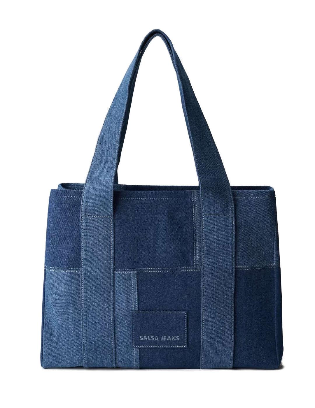 Bolso tote Salsa vaquero patchwork azul medio de mujer