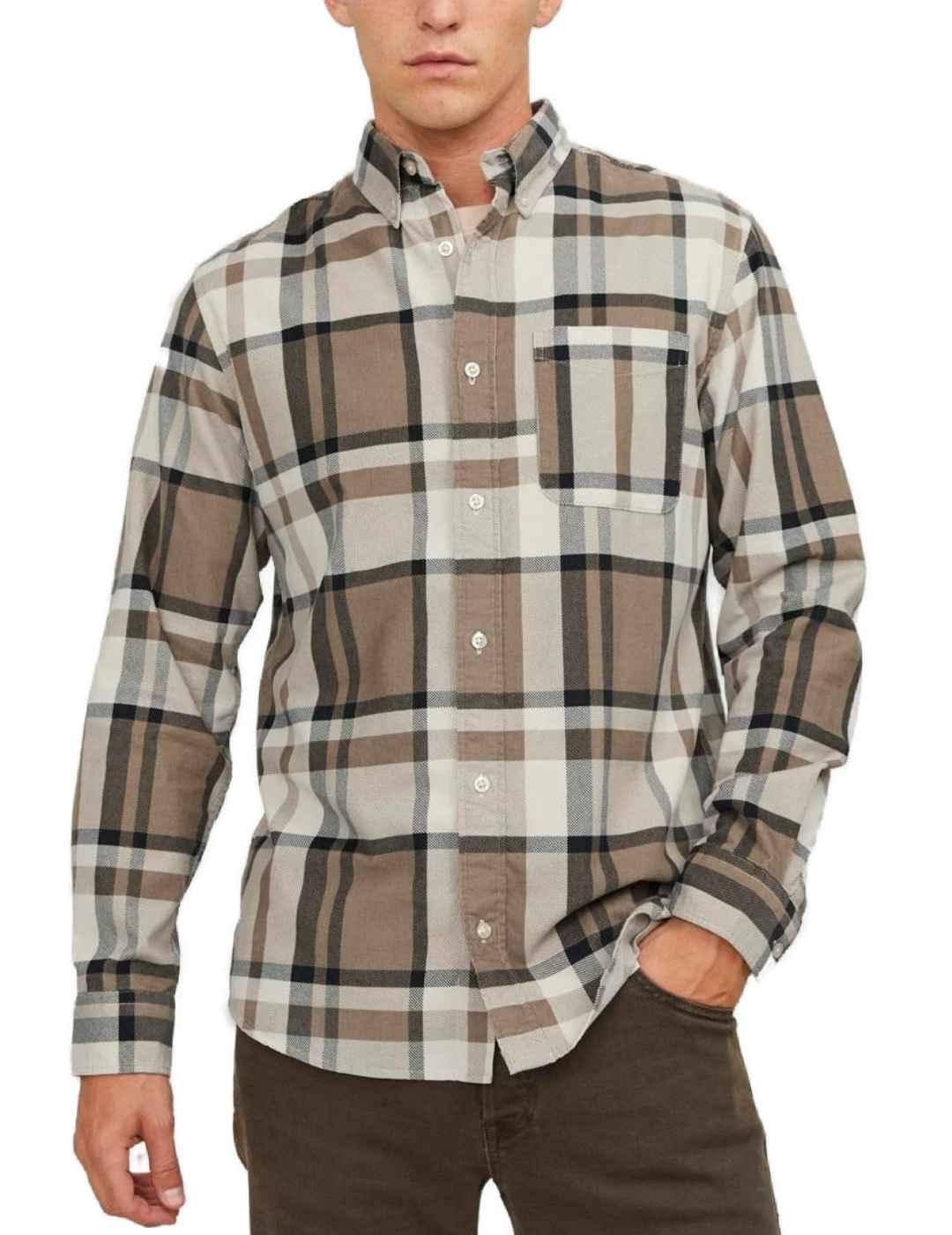 Camisa Jack&Jones Brook beige cuadros para hombre