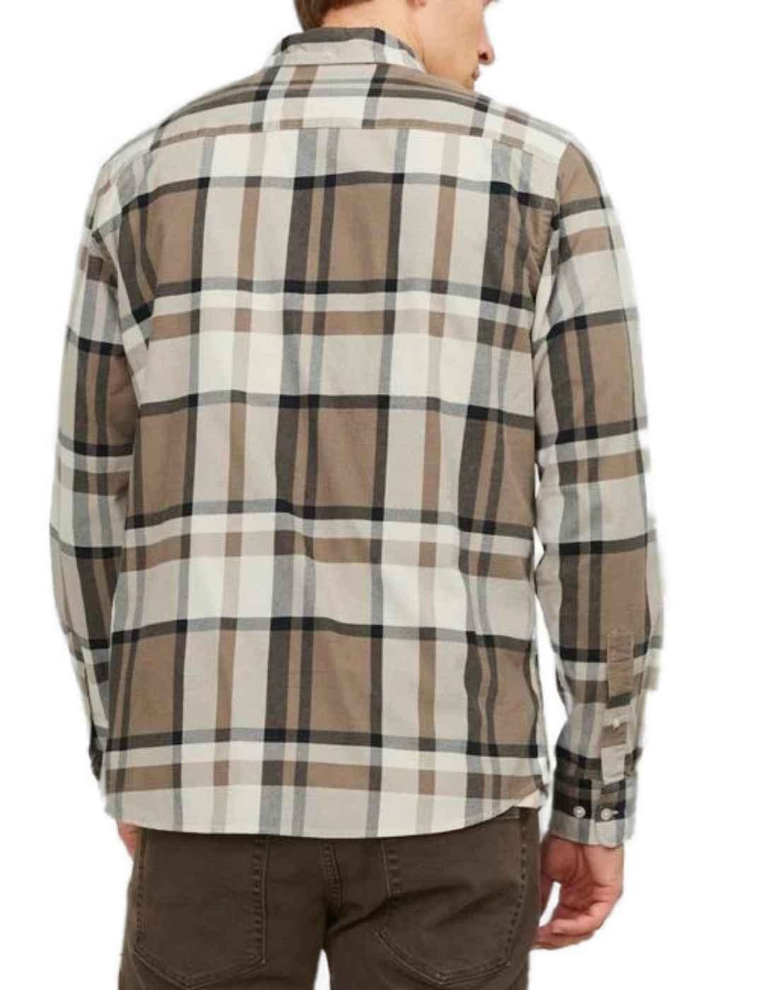 Camisa Jack&Jones Brook beige cuadros para hombre