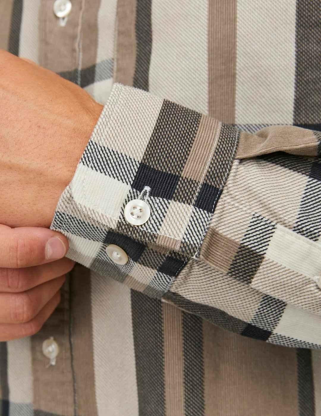 Camisa Jack&Jones Brook beige cuadros para hombre