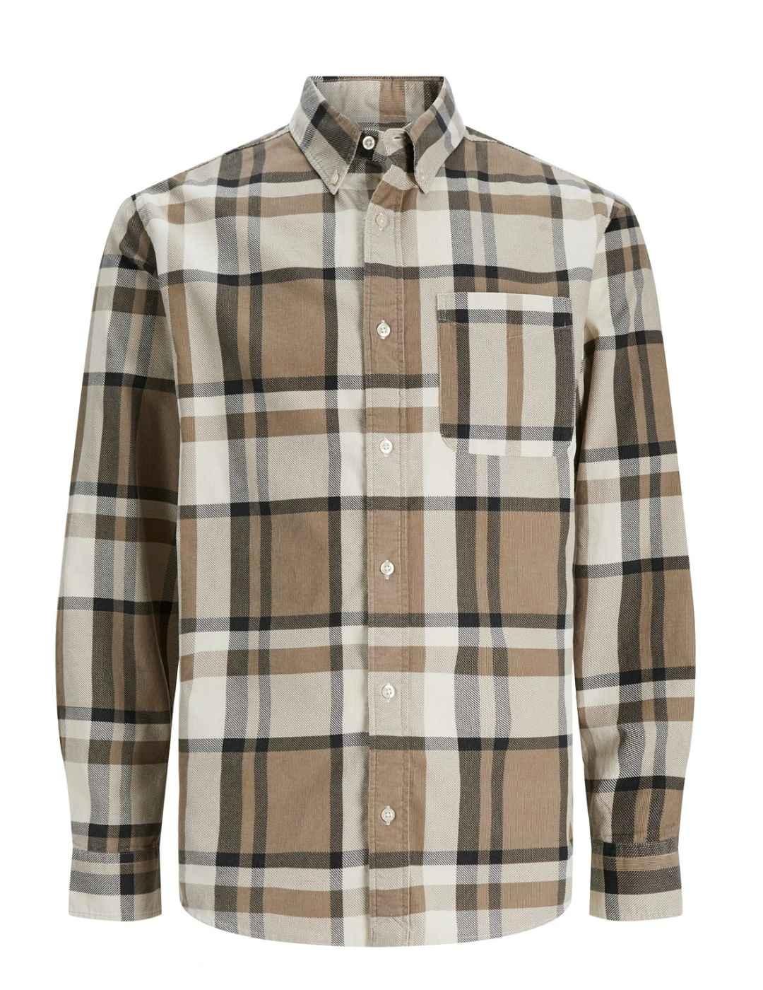 Camisa Jack&Jones Brook beige cuadros para hombre