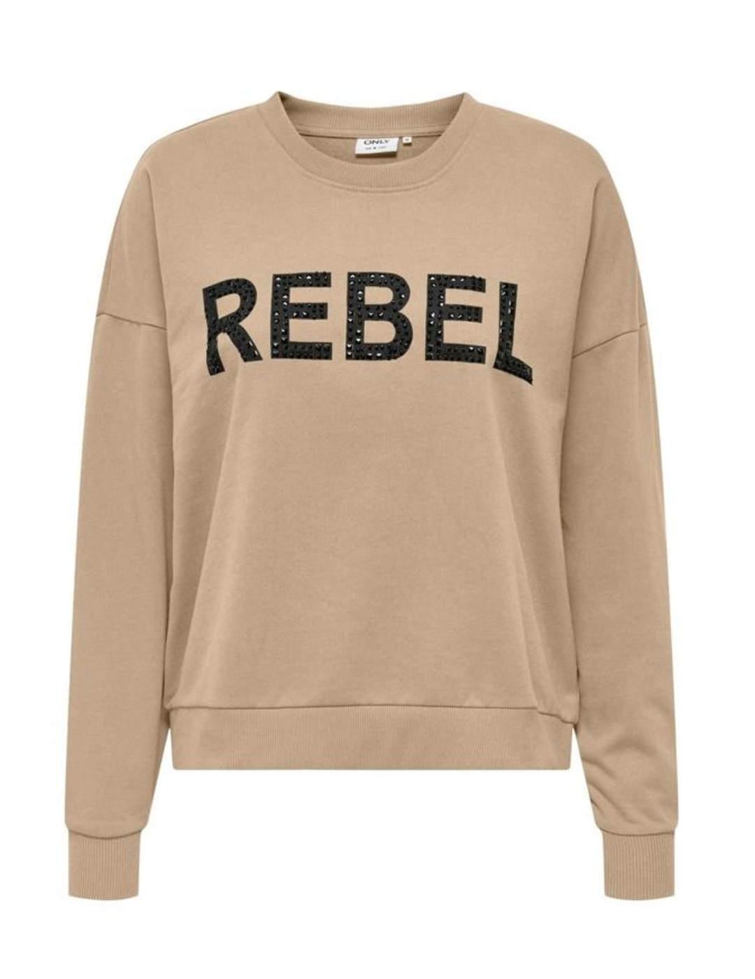 Sudadera Only Coco beige sin capucha para mujer