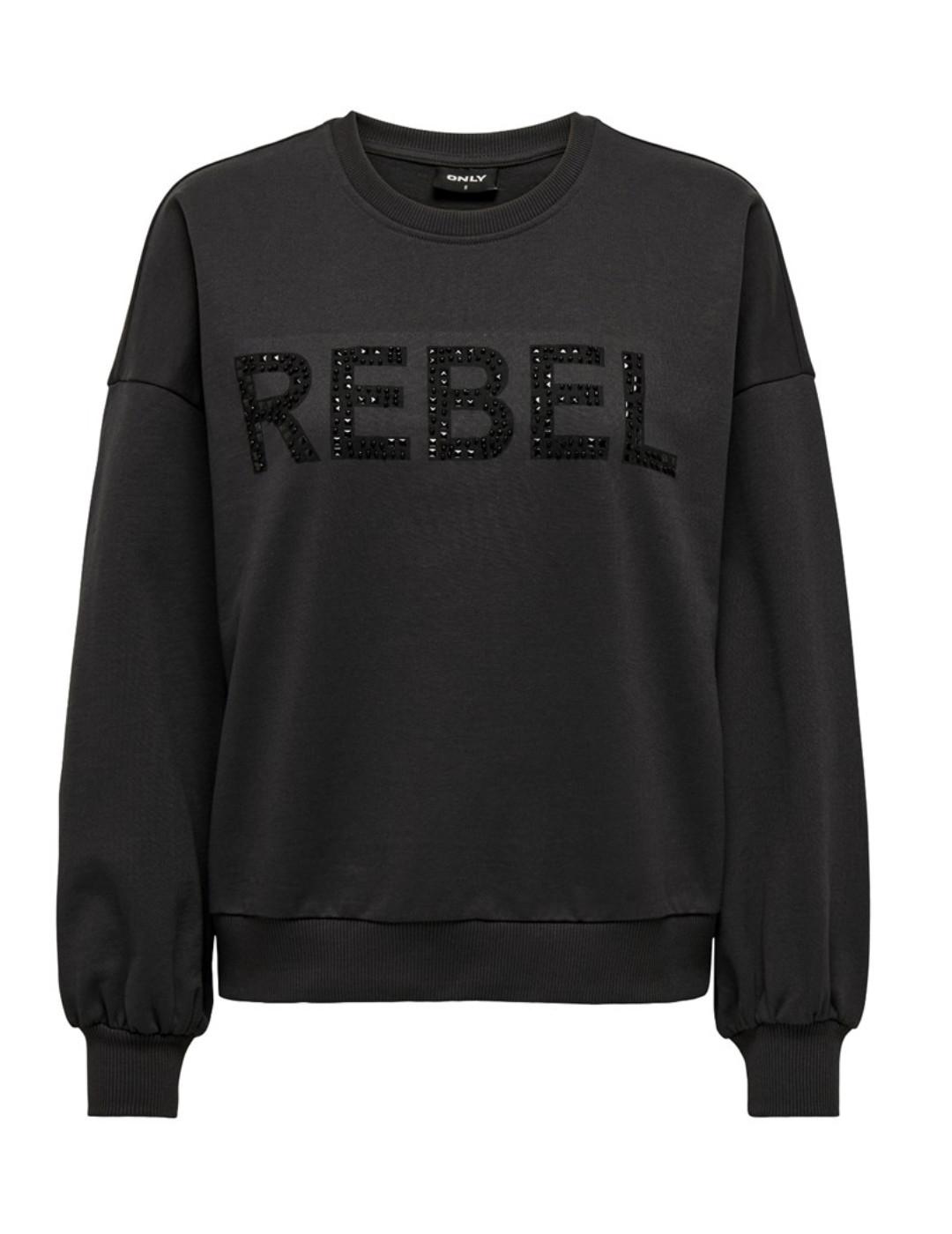Sudadera Only Coco negro sin capucha para mujer