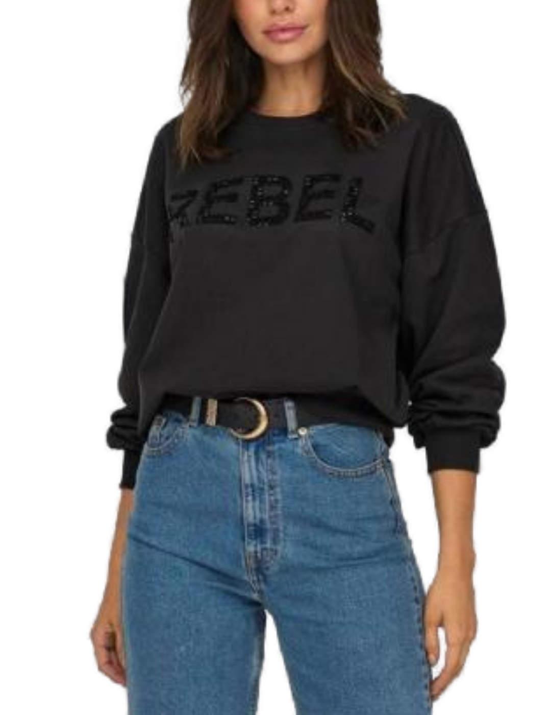 Sudadera Only Coco negro sin capucha para mujer