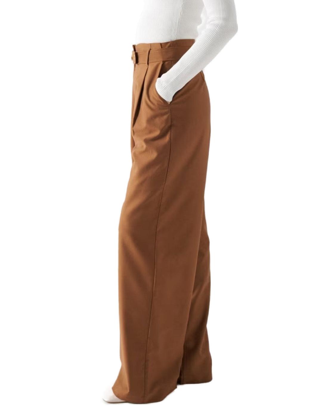 Pantalón Salsa Straight fit color camel acampanado de mujer