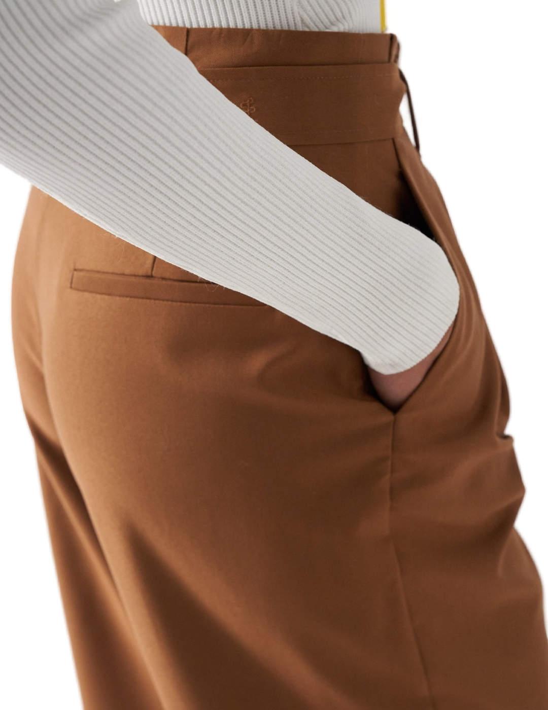 Pantalón Salsa Straight fit color camel acampanado de mujer