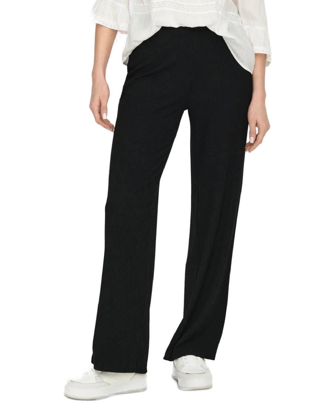 Pantalón Only Emma wide elástico negro pierna ancha de mujer