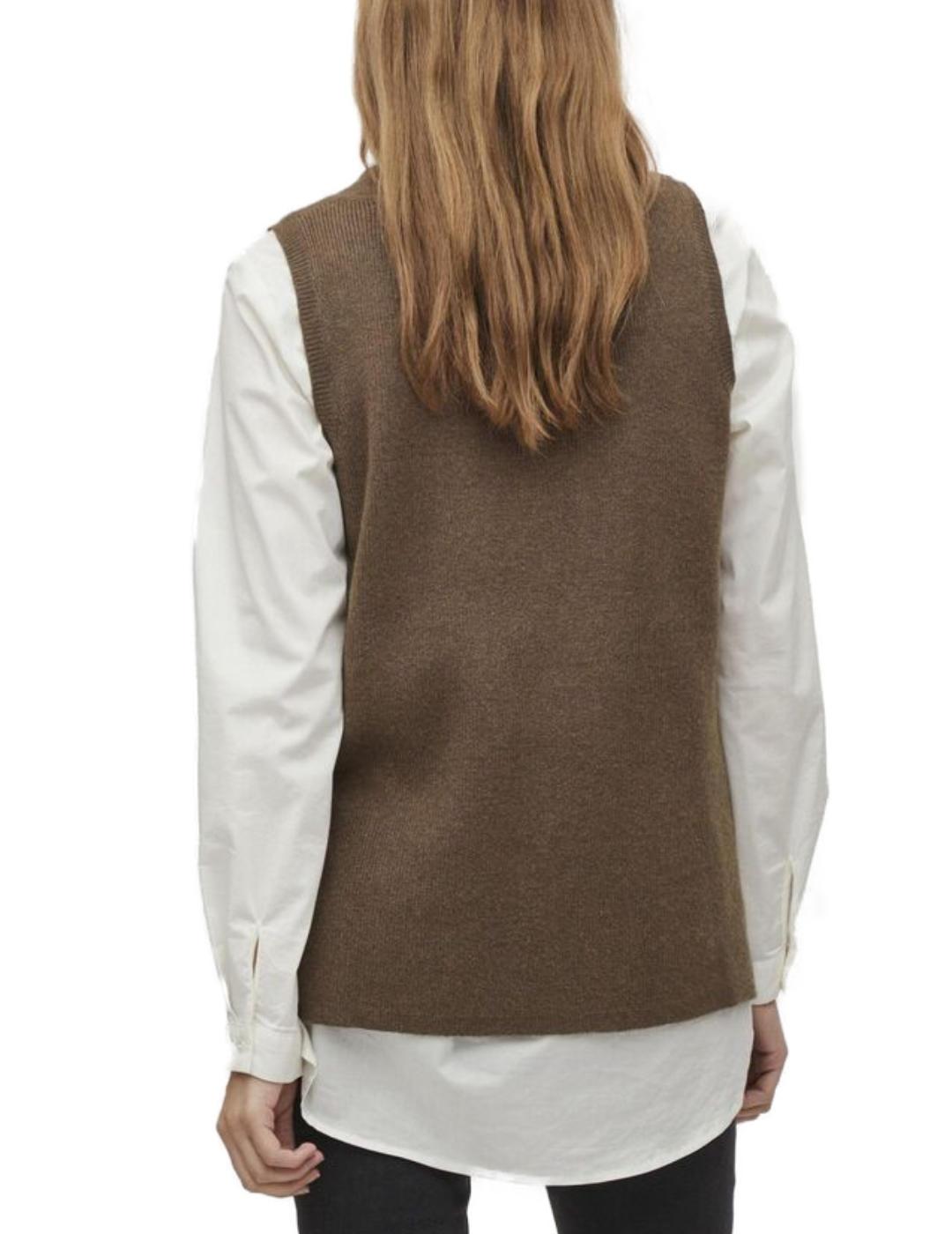 Chaleco Vila Ril de punto marrón para mujer
