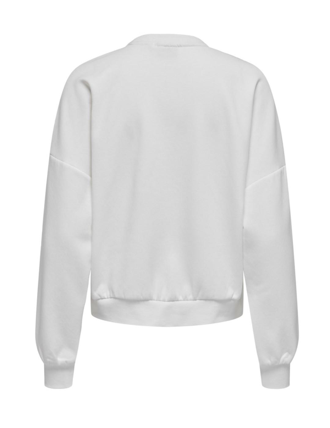 Sudadera Only Frea con cuello redondo love blanca de mujer