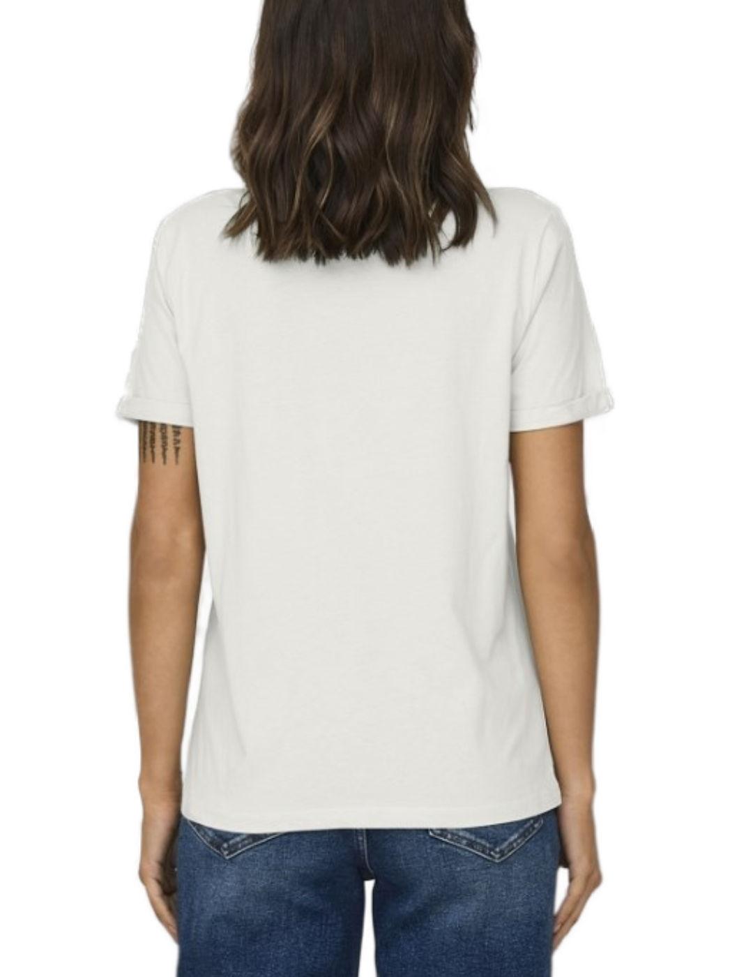 Camiseta Only Leah blanco con dibujo manga corta para mujer