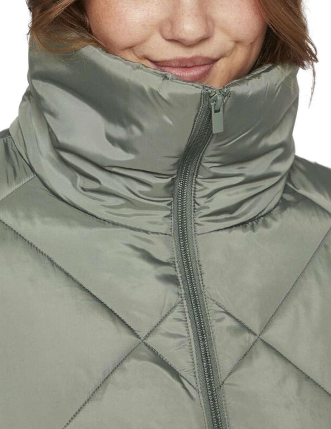 Anorack Vila largo acolchado verde cuello alto para mujer