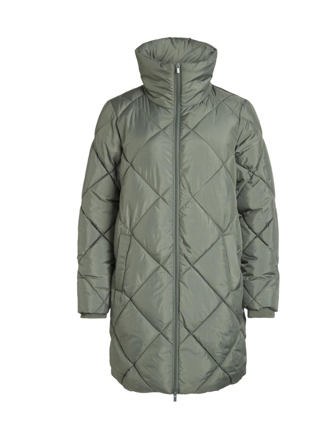 Anorack Vila largo acolchado verde cuello alto para mujer