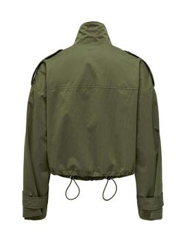Chaqueta Only Ocean verde cremallera cuello subido de mujer