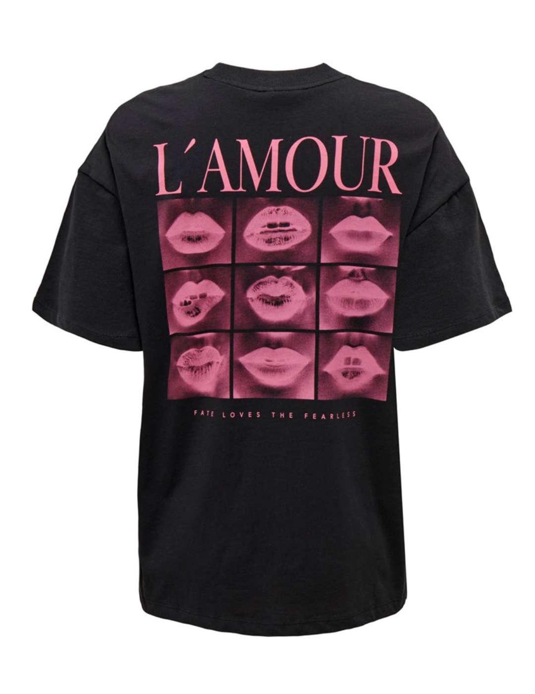 Camiseta Only Sara negro manga corta para mujer