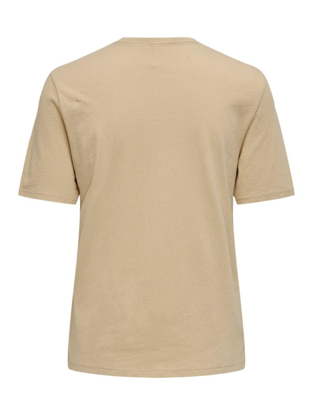 Camiseta Only Lucy beige manga corta para mujer