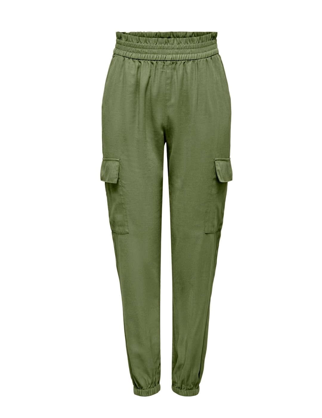 Pantalón Only Ocean cargo verde con puño ajustado para mujer