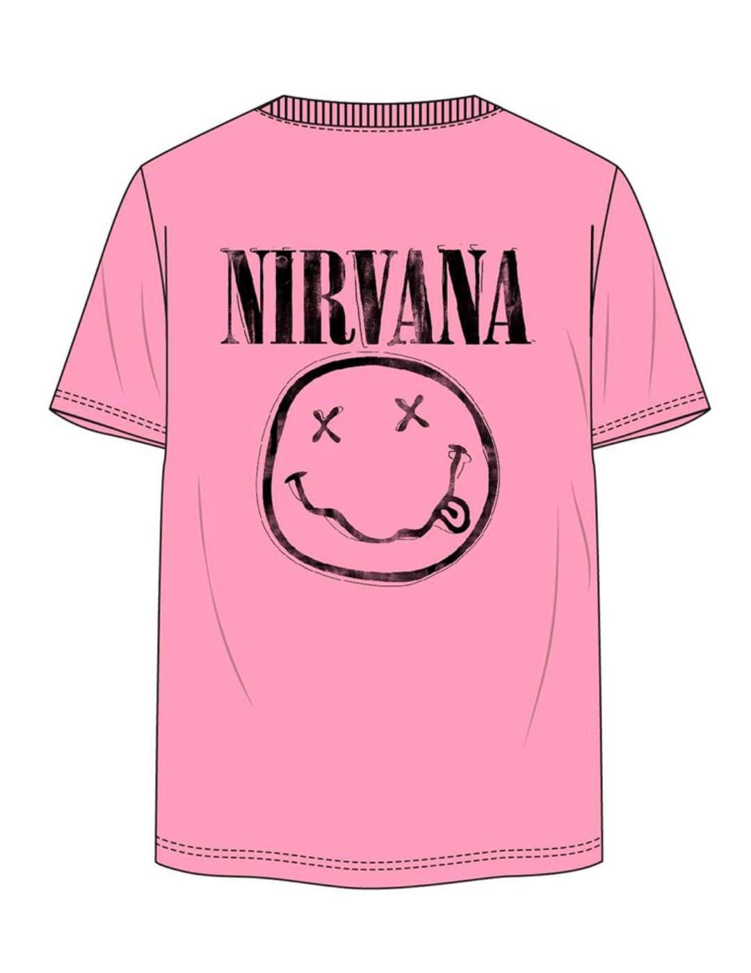 Camiseta Jack&Jones Nirvana rosa manga corta de hombre