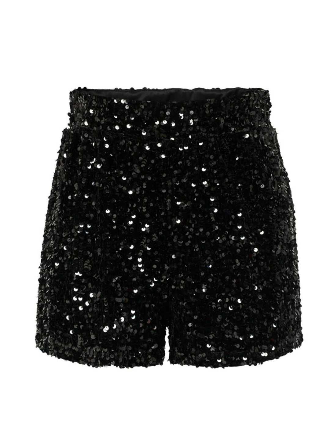 Short Only Kids lentejuelas negro para niña