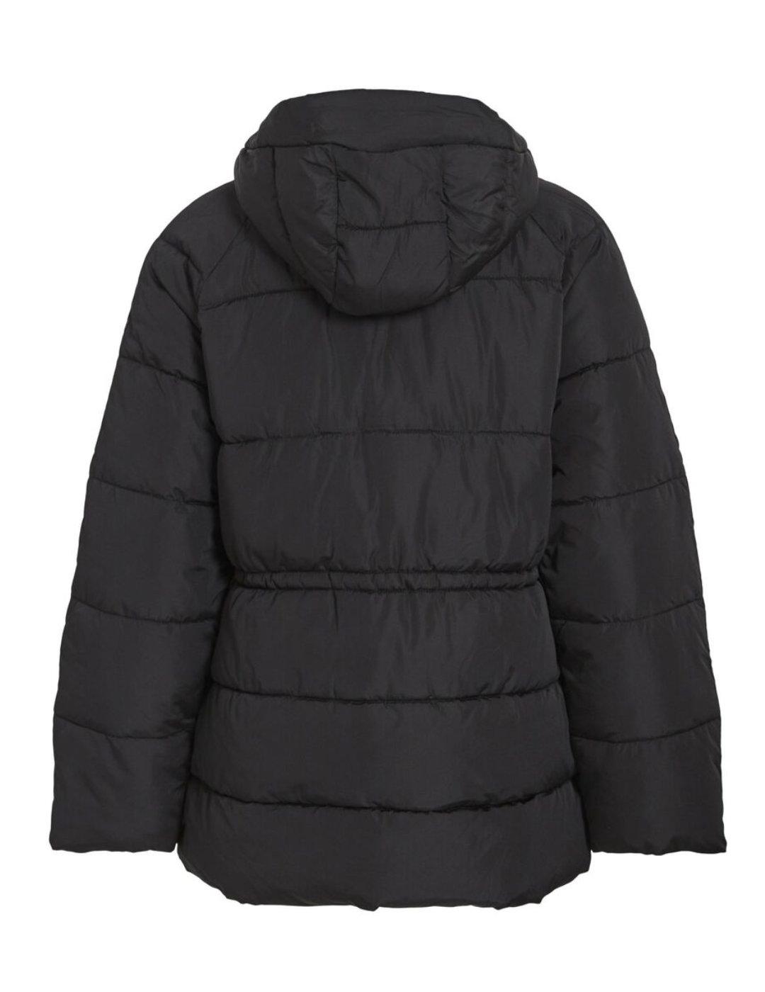 Anorack Vila Leana acolchado negro con capucha para mujer