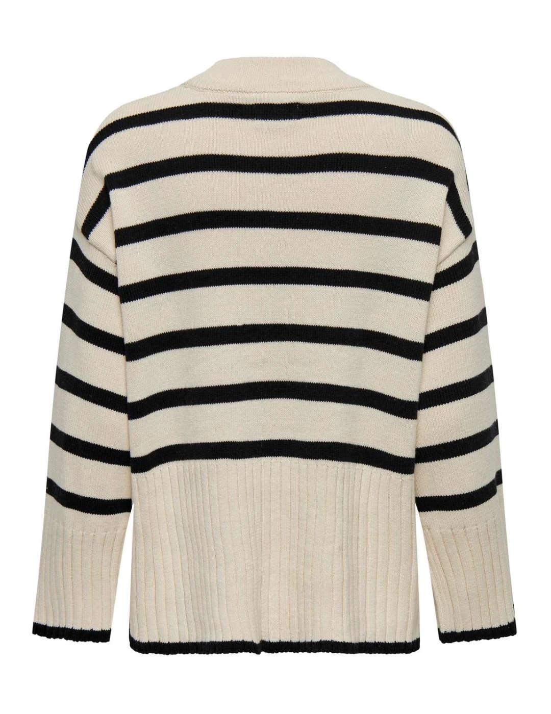 Jersey Only Hella beige raya negro corte holgado para mujer