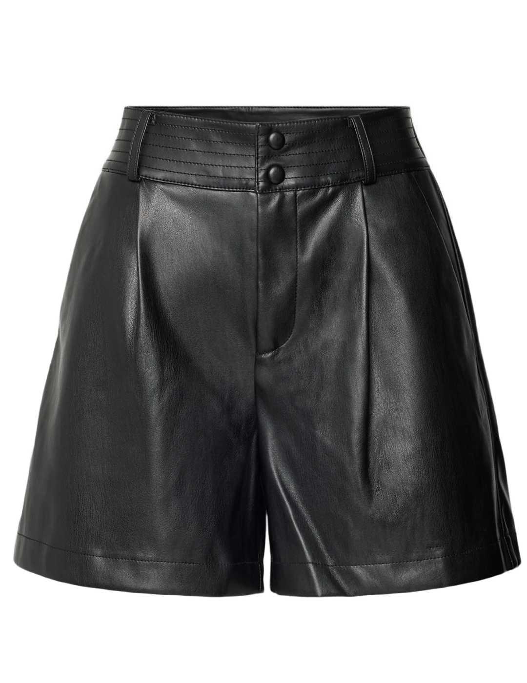 Short Only Amilia de polipiel negro con bolsillos de mujer