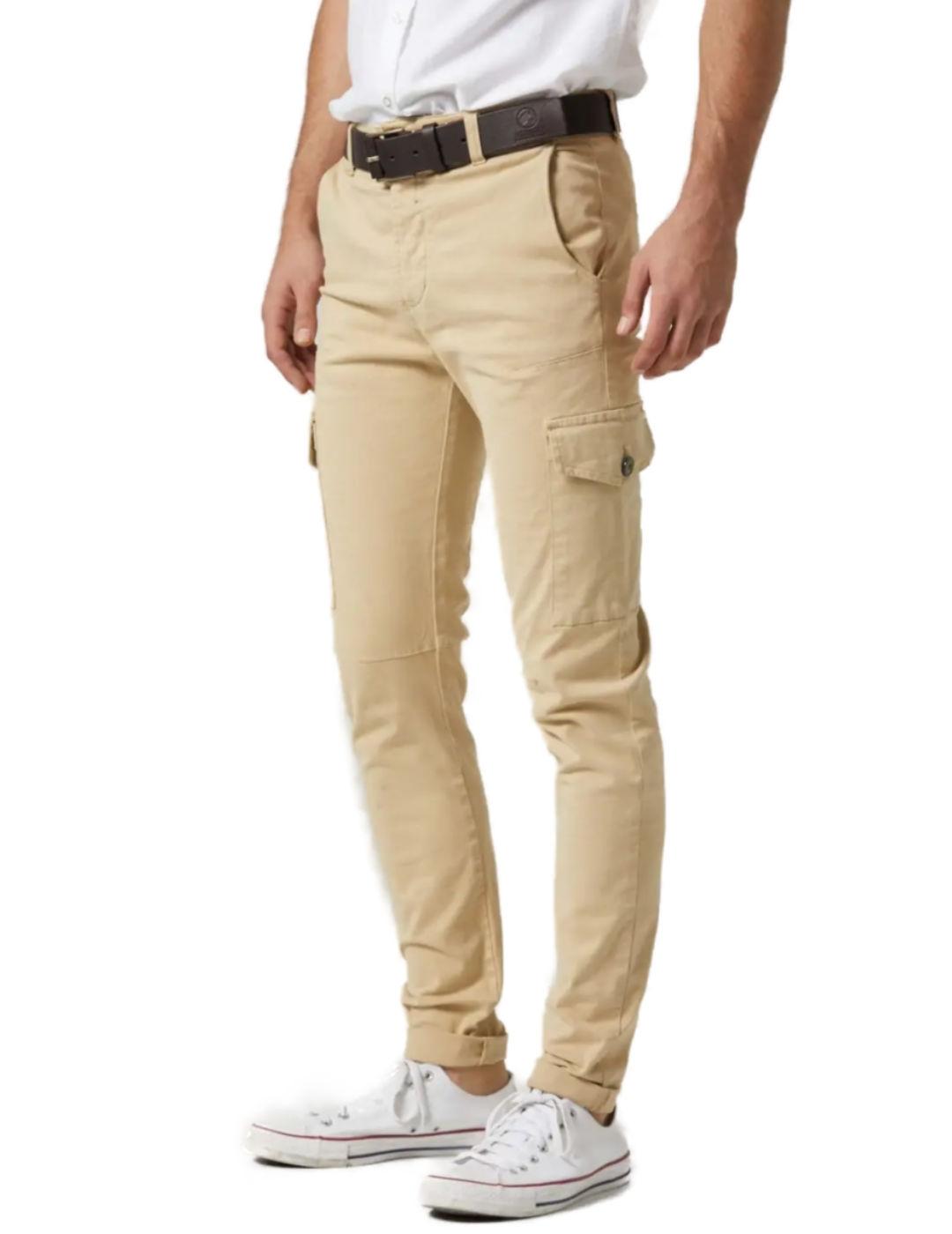 Pantalón cargo Altonadock  beige Slim fit para hombre