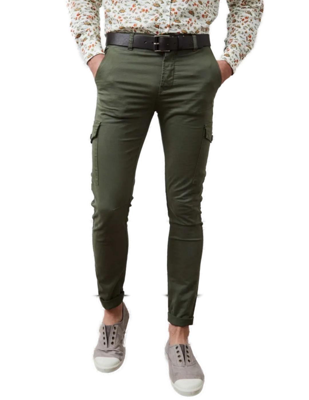 Pantalón Altonadock cargo verde militar slim fit para hombre