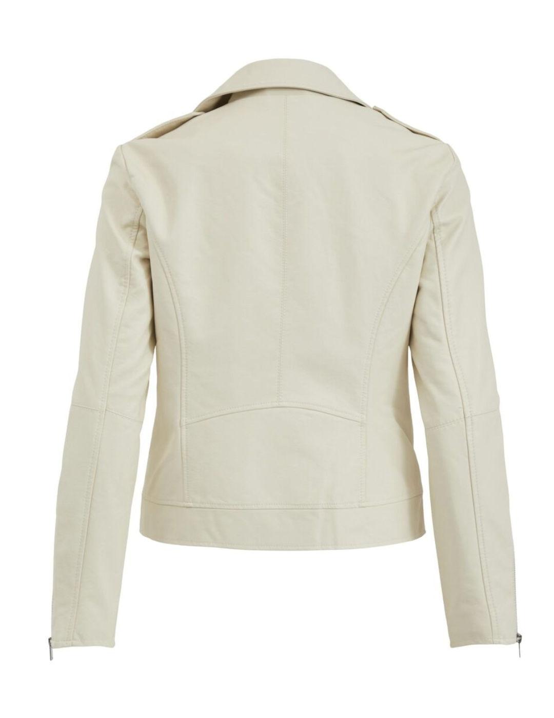 Chaqueta Vila Cara beige de polipiel tipo biker para mujer