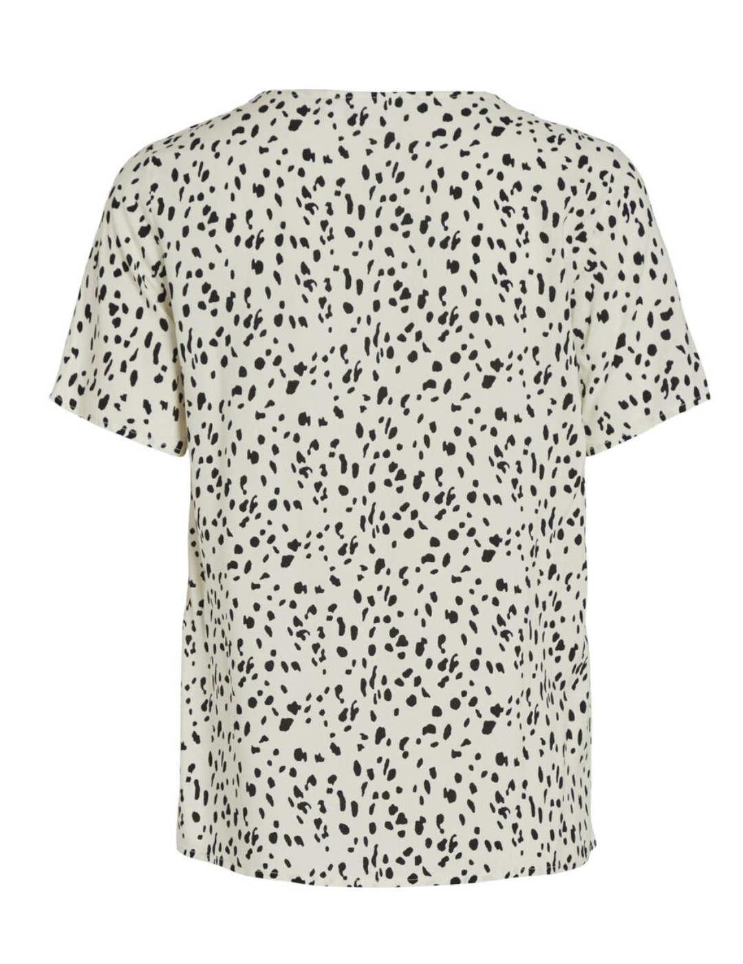 Camiseta Vila Paya animal print blanca cuello pico de mujer