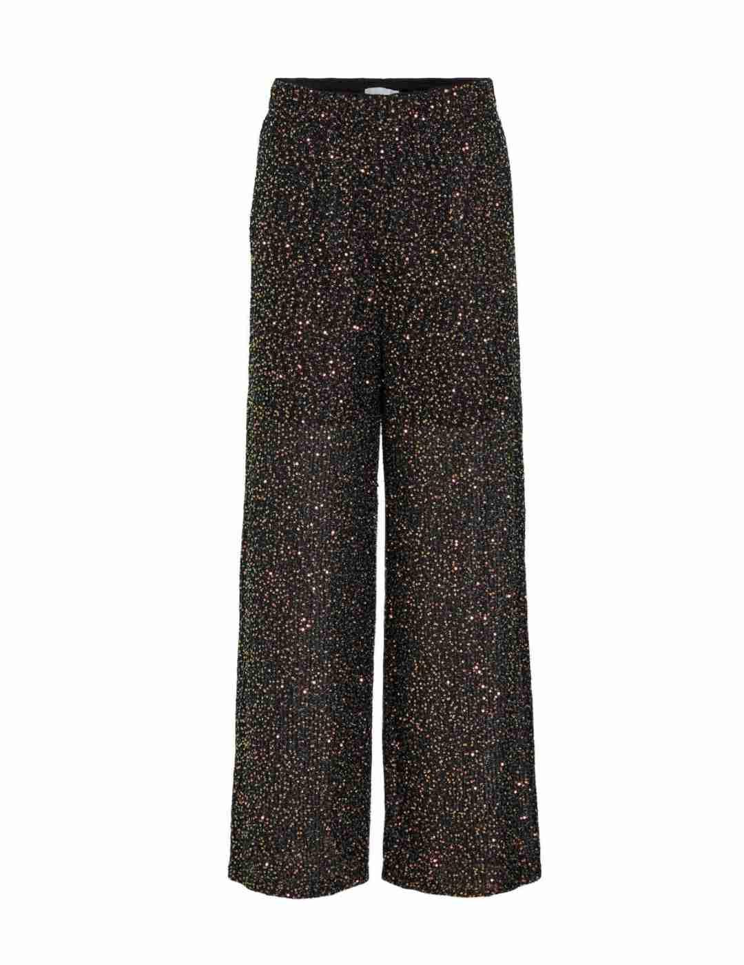 Pantalón Vila Scara negro con lentejuelas para mujer