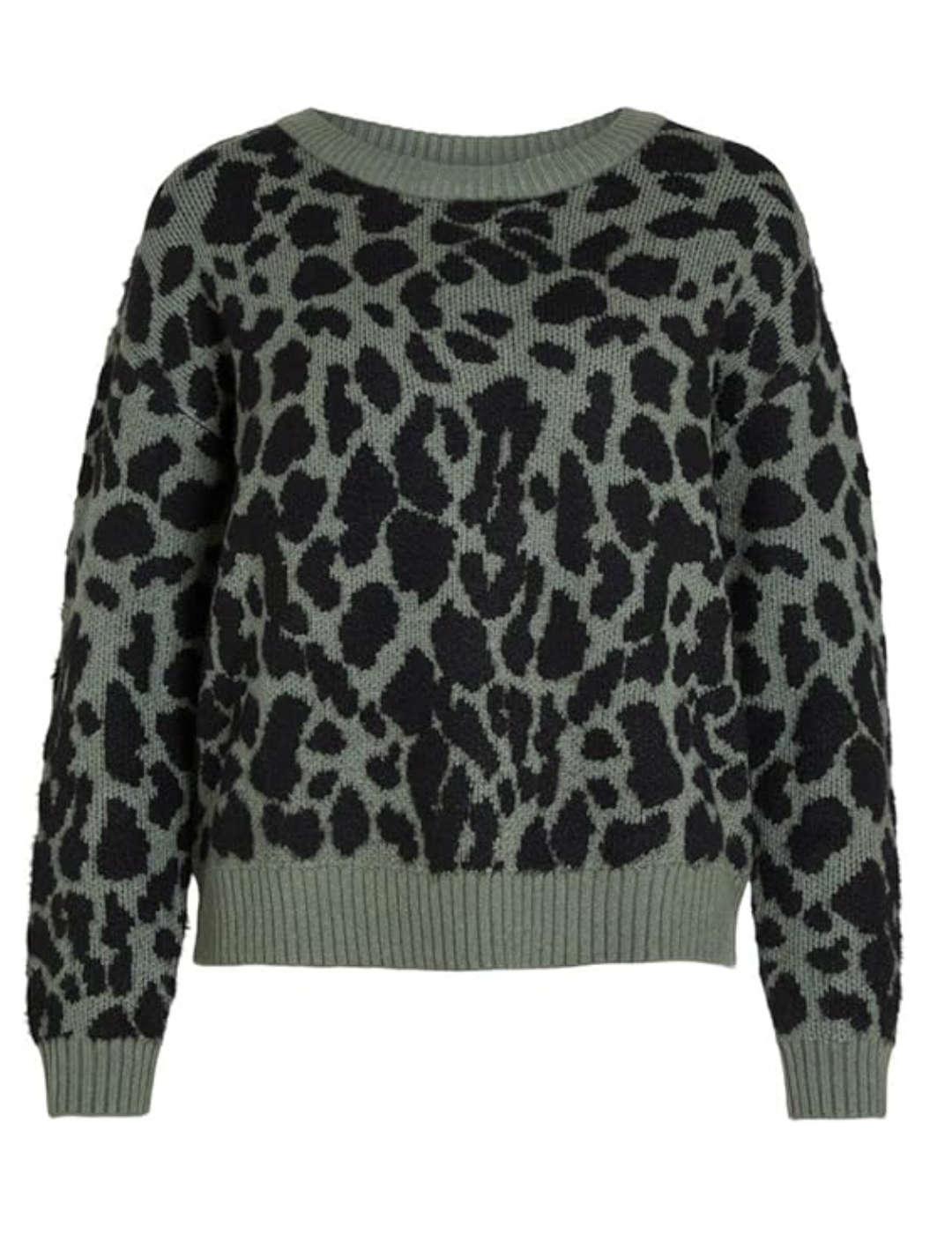 Jersey Vila Ril verde con estampado de leopardo para mujer