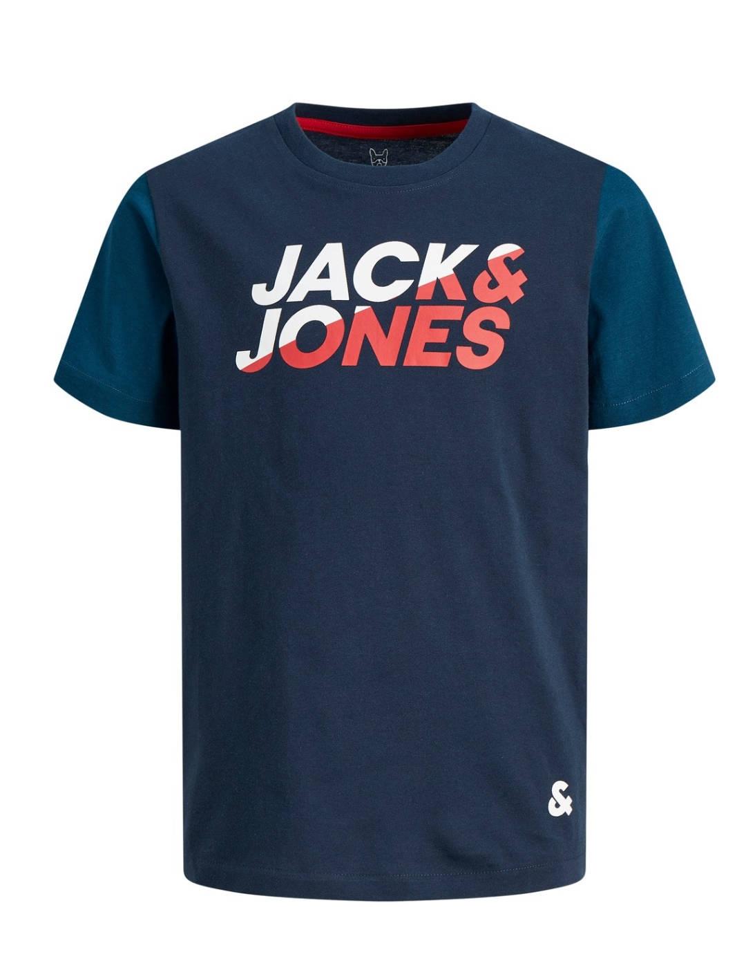 Camiseta Jack&Jones Junior azul marino manga corta de niño
