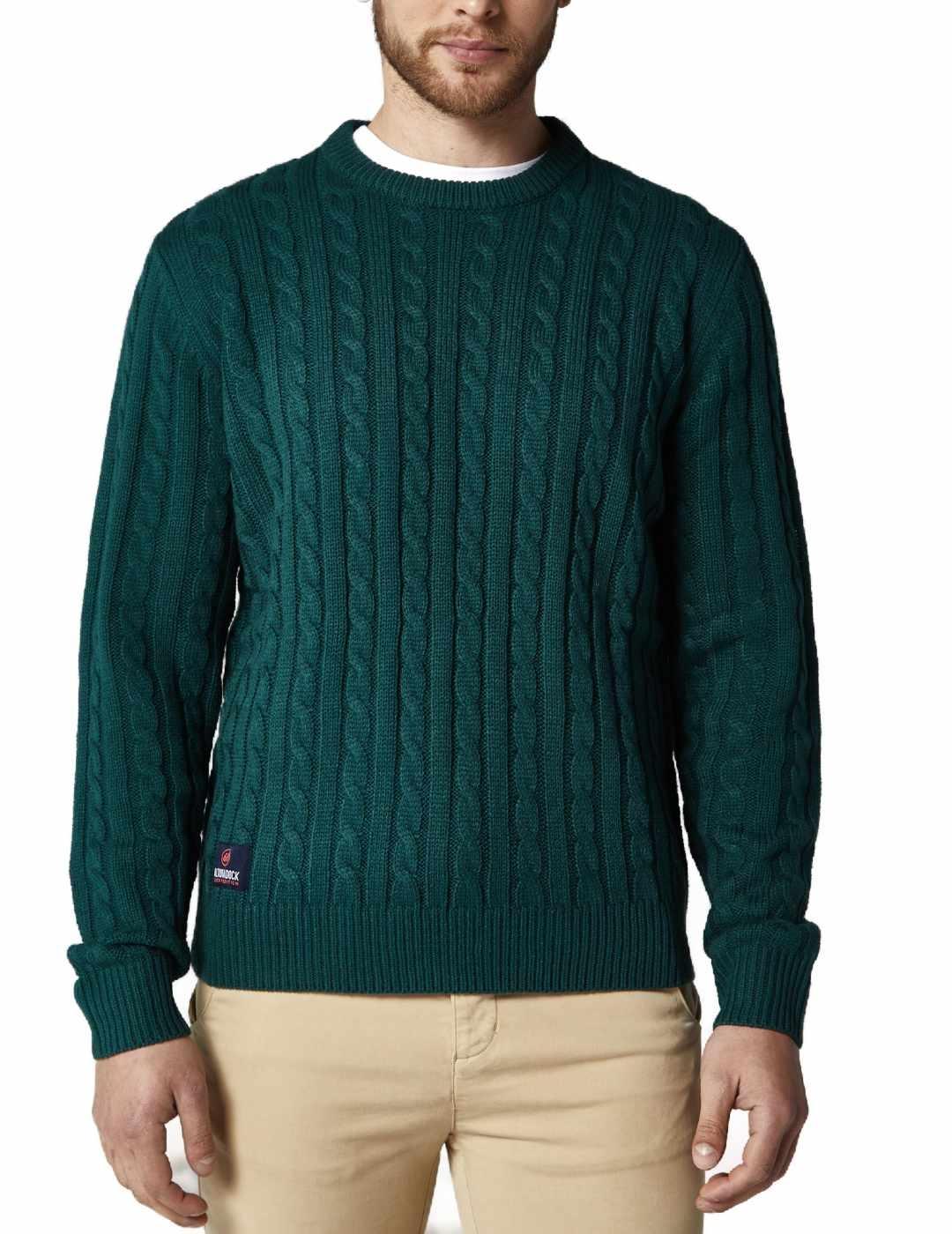 Jersey Altonadock de punto trenzado verde oscuro de hombre