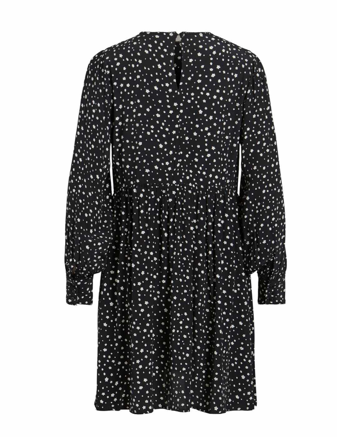 Vestido Vila Jonna negro manga larga estampado para mujer