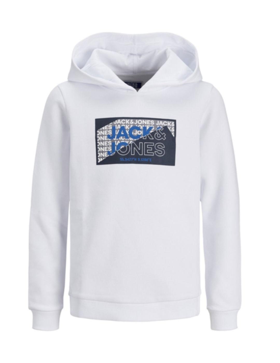 Sudadera Jack&Jones Junior Logan blanco con capucha de niño