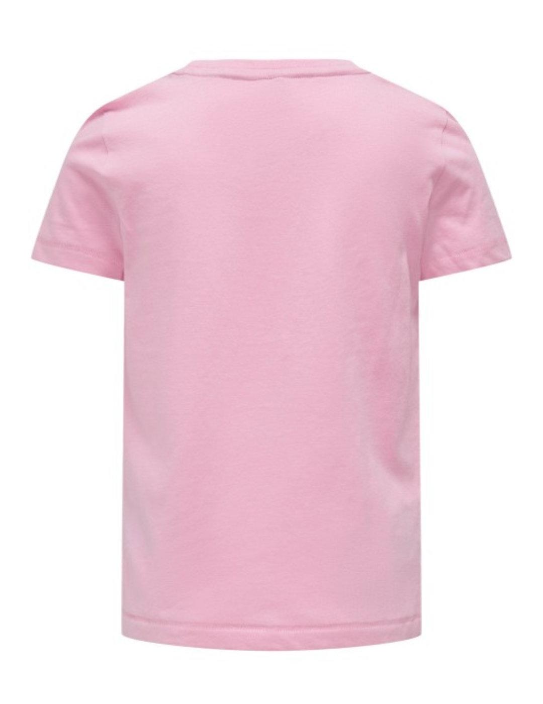Camiseta Only Kids Gloovi rosa manga corta para niña