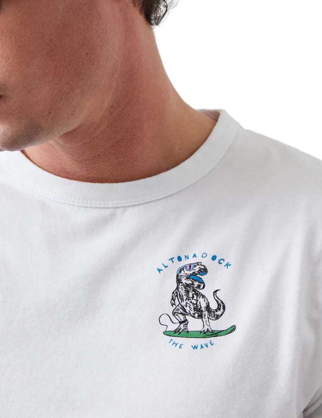 Camiseta Altonadock blanca dinosaurio T-Rex para hombre