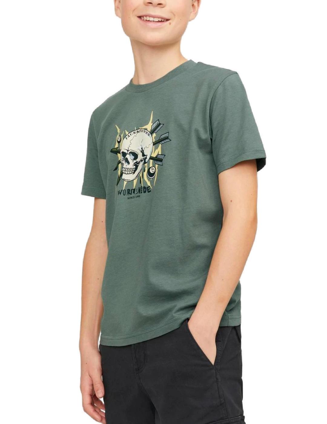 Camiseta Jack&Jones Junior verde manga corta para niño