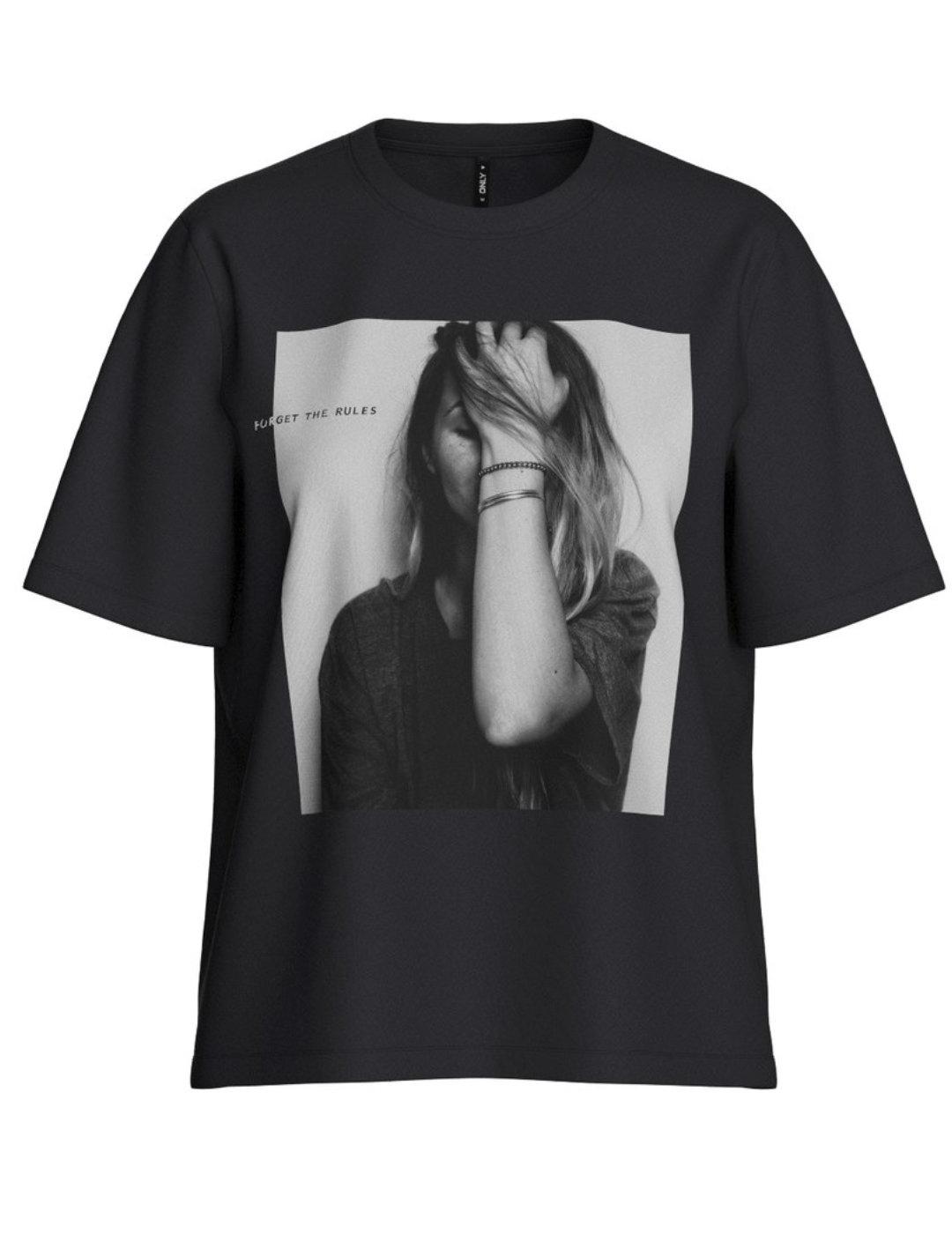 Camiseta Only Lili negro manga corta para mujer