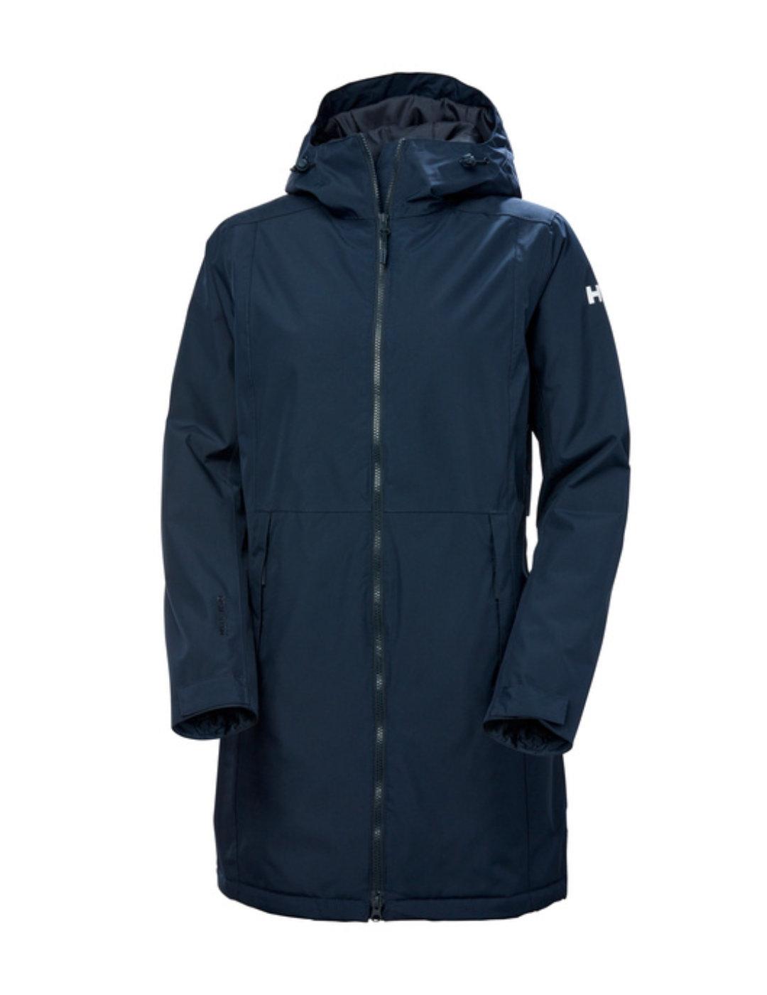 Plumas Helly Hansen Lisburn azul marino con capucha de mujer