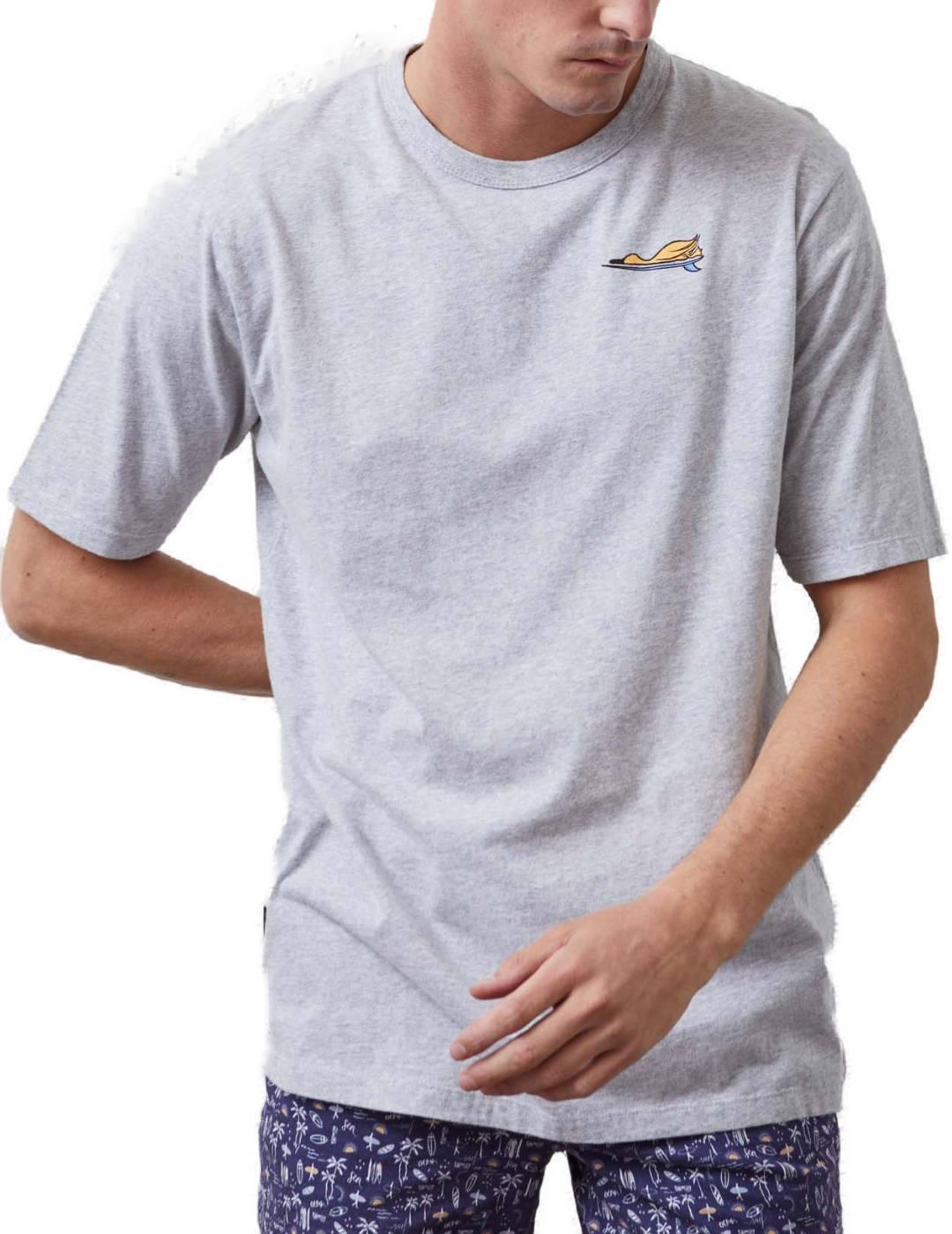 Camiseta Altonadock gris dibujo pato manga corta para hombre