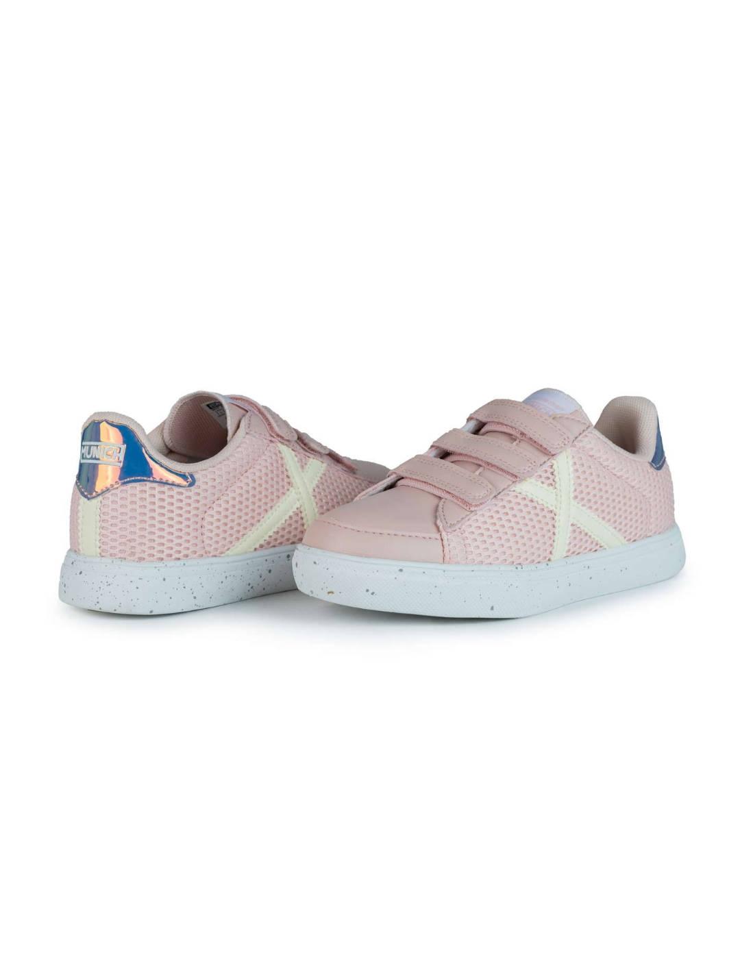 Zapatillas Munich Mini Rete rosa/beige con velcro para niña