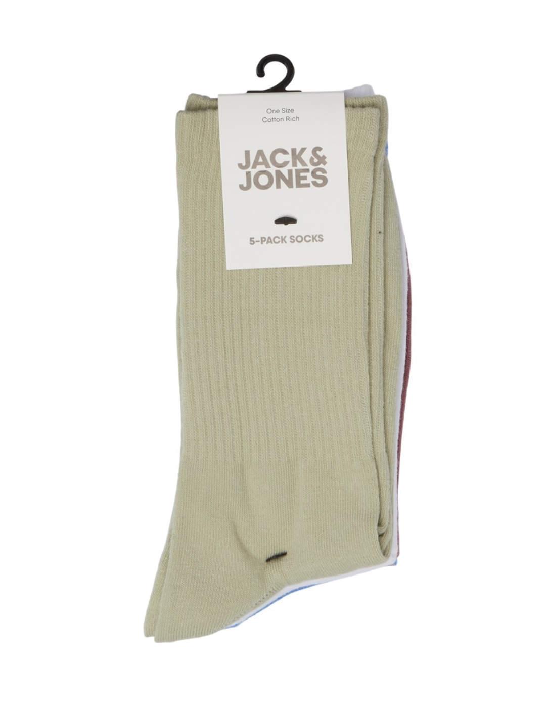 Calcetines altos Jack&Jones Hugo pack 5 multicolor de hombre