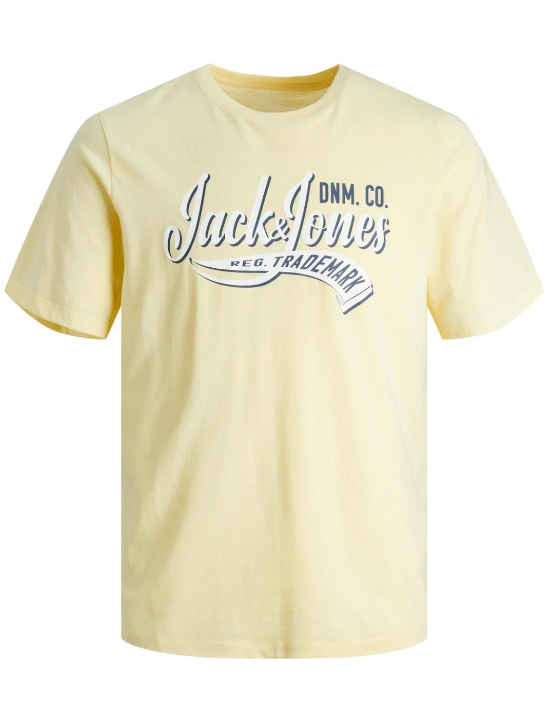 Camiseta Jack&Jones Logo amarillo manga corta para hombre