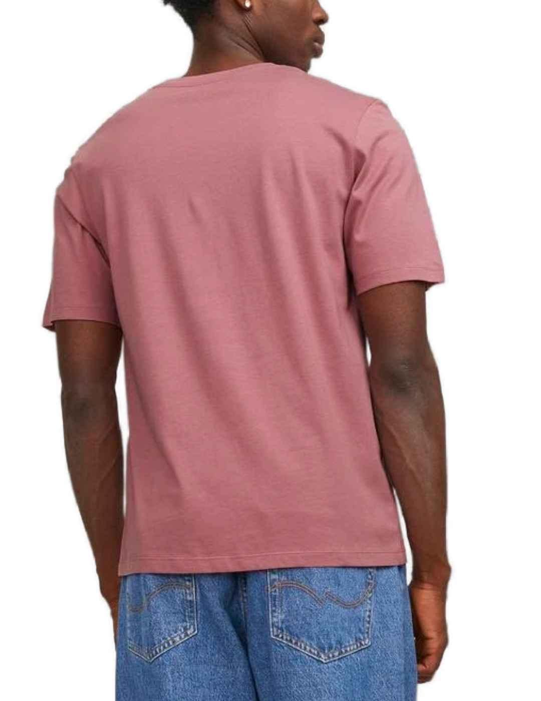 Camiseta Jack&Jones Logo rosa manga corta para hombre