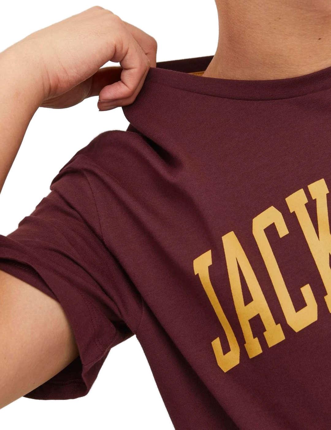 Camiseta Jack&Jones Josh granate manga corta para hombre