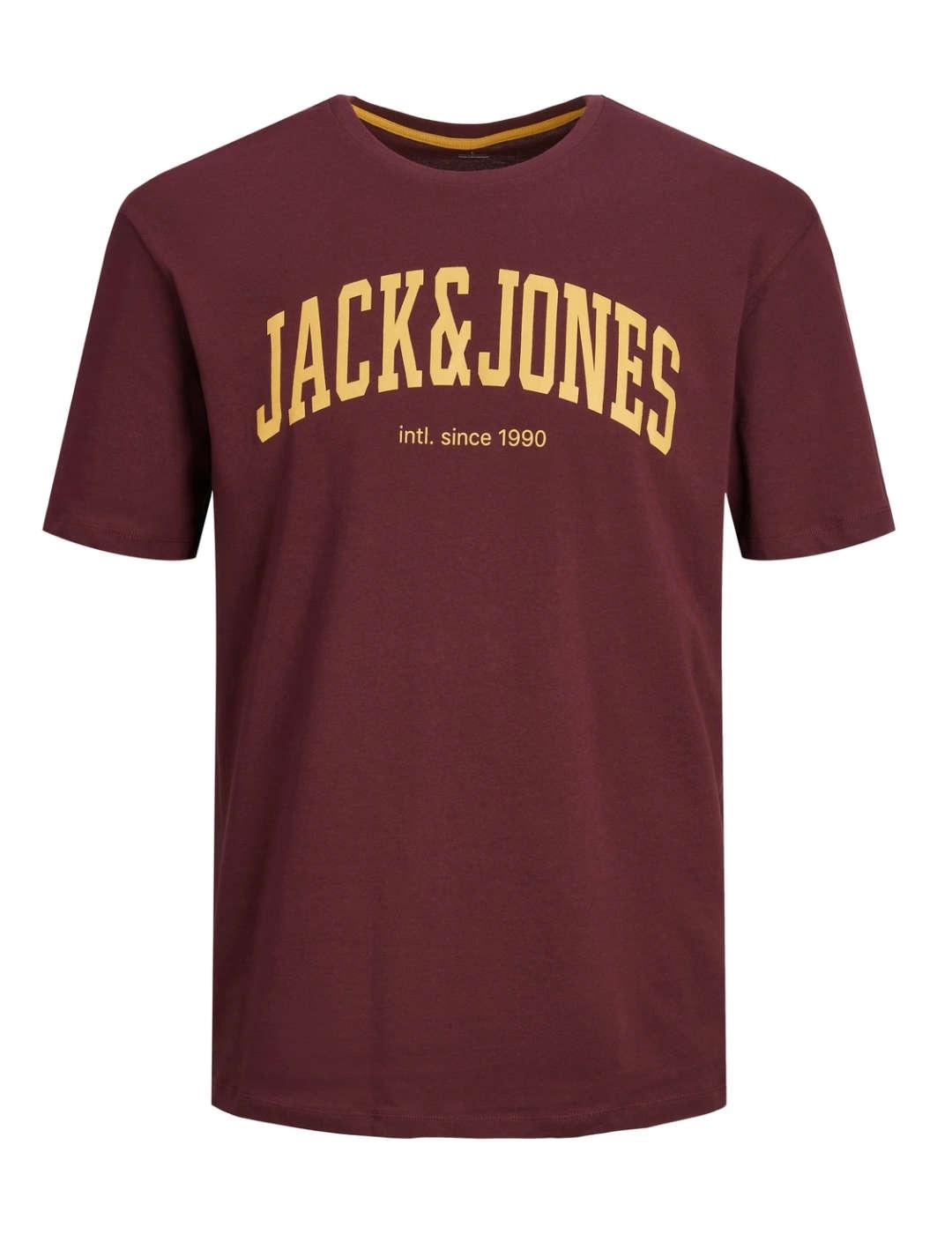 Camiseta Jack&Jones Josh granate manga corta para hombre